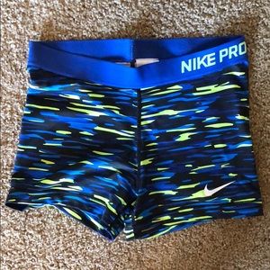 Blue / Green Camo Nike Pro Spandex